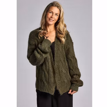 Stickad cardigan grön