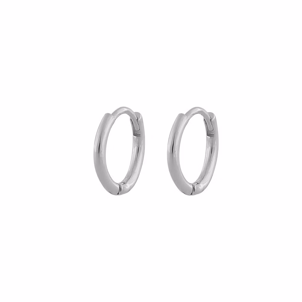 Amber Thin Small Ring Earring Silver