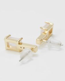 Satin short earring gold/ pink