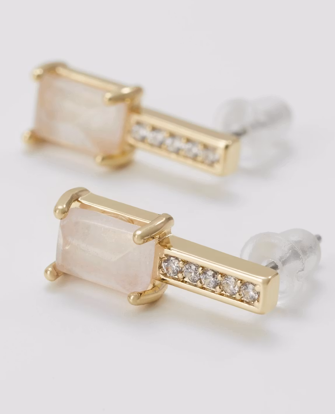 Satin short earring gold/ pink