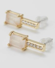 Satin short earring gold/ pink