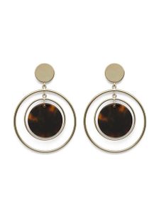 Gray Globe Pendant Earring Gold/Brown