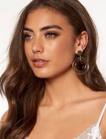 Gray Globe Pendant Earring Gold/Brown