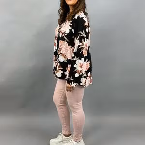 RAKEL Blommig Blus, Svart