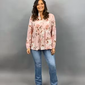 RAKEL Blommig Blus, Rosa