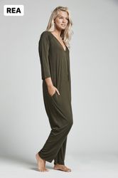 Jumpsuit med 3/4 ärm Dark green
