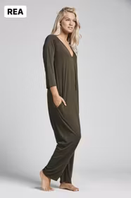 Jumpsuit med 3/4 ärm Dark green