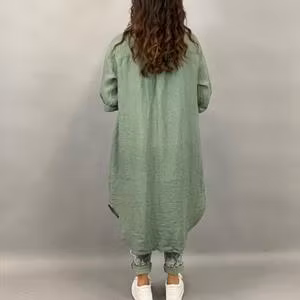 CARINA Lång skjorta i linne, army