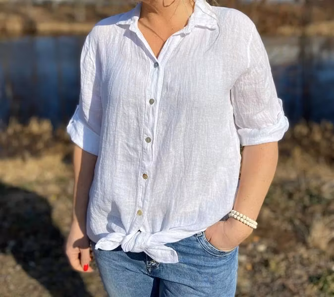 DELIA Linneskjorta, vit