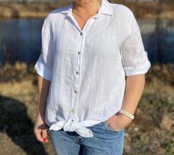 DELIA Linneskjorta, vit