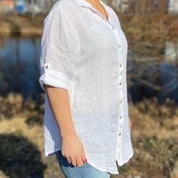 DELIA Linneskjorta, vit