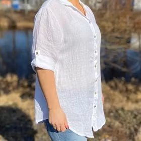 DELIA Linneskjorta, vit