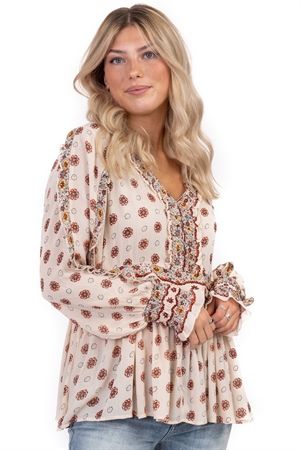 FAITH TUNIC SAND/LIGHT BLUE/GINGER