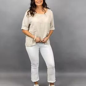 Topp i linnemix, beige