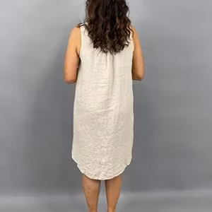Linneklänning utan ärm, beige