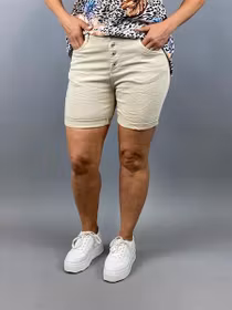 Jeansshorts med stretch, beige