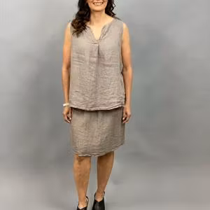 MIRNA Linne med v-hals, taupe