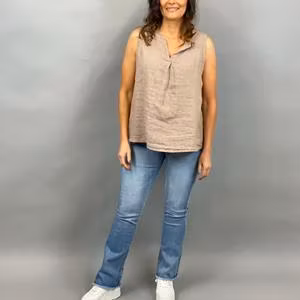 MIRNA Linne med v-hals, taupe