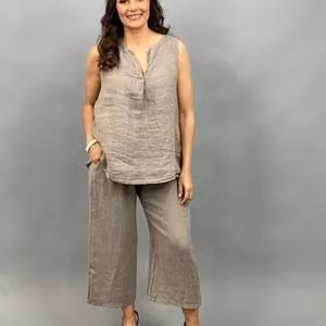 MIRNA Linne med v-hals, taupe