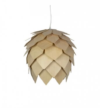 Cone taklampa trä natur liten