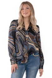 Sway Blus - Petrol/Brun/Guld