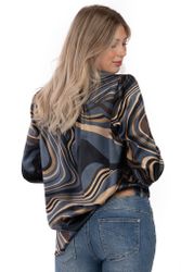 Sway Blus - Petrol/Brun/Guld