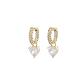Sanne Ring Heart Pendant Ear Gold/Clear