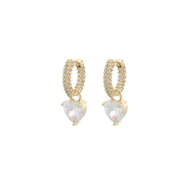 Sanne Ring Heart Pendant Ear Gold/Clear