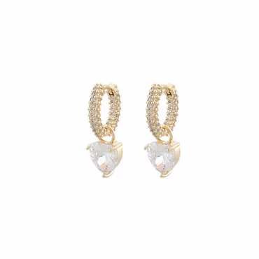 Sanne Ring Heart Pendant Ear Gold/Clear