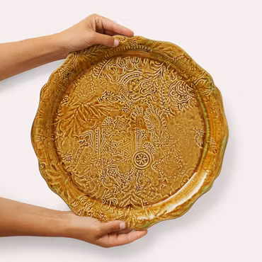 ROUND SERVING PLATE/PIZZA PLATE, PINEAPPLE