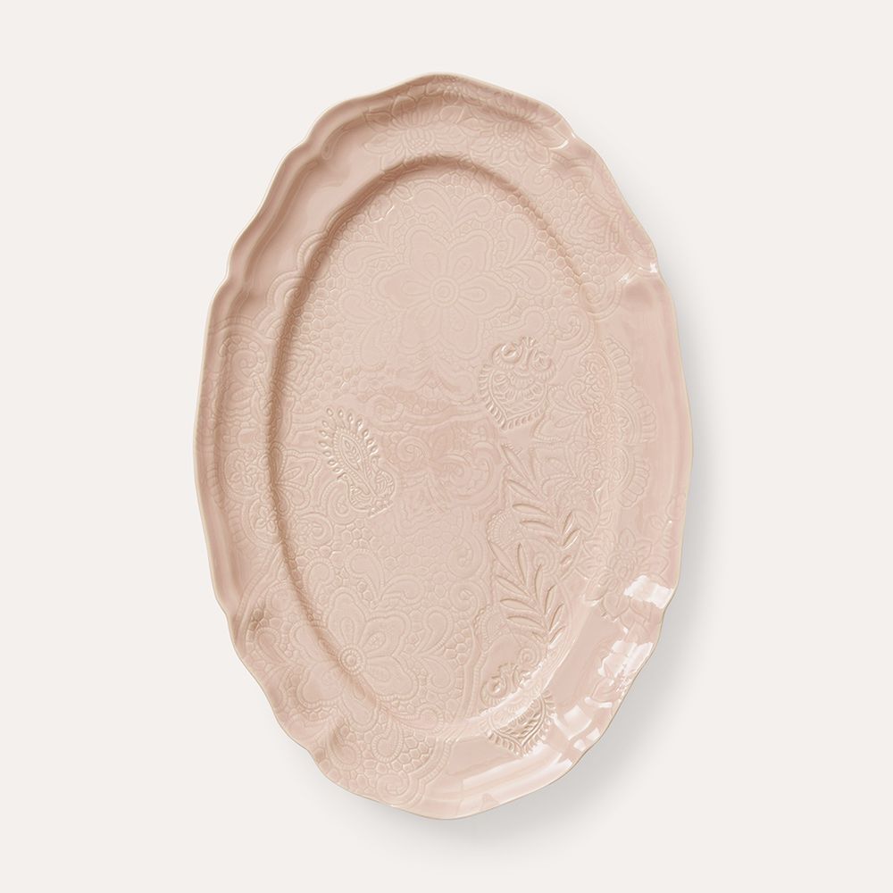 LARGE OVAL DISH, POWDER PINK