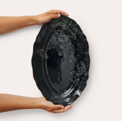 Small oval serving dish, thunder