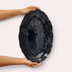 Small oval serving dish, thunder