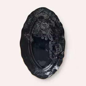 Small oval serving dish, thunder