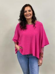 NESSA Stickad poncho-tröja med vid arm