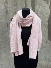JAQULINE Prickig sjal i bomullsmix, rosa