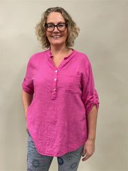 SANDRA Bomullsblus med knappar, Cerise
