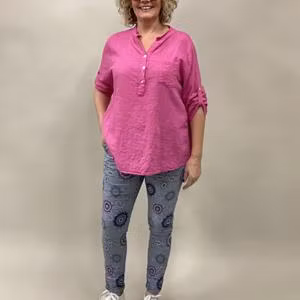 SANDRA Bomullsblus med knappar, Cerise