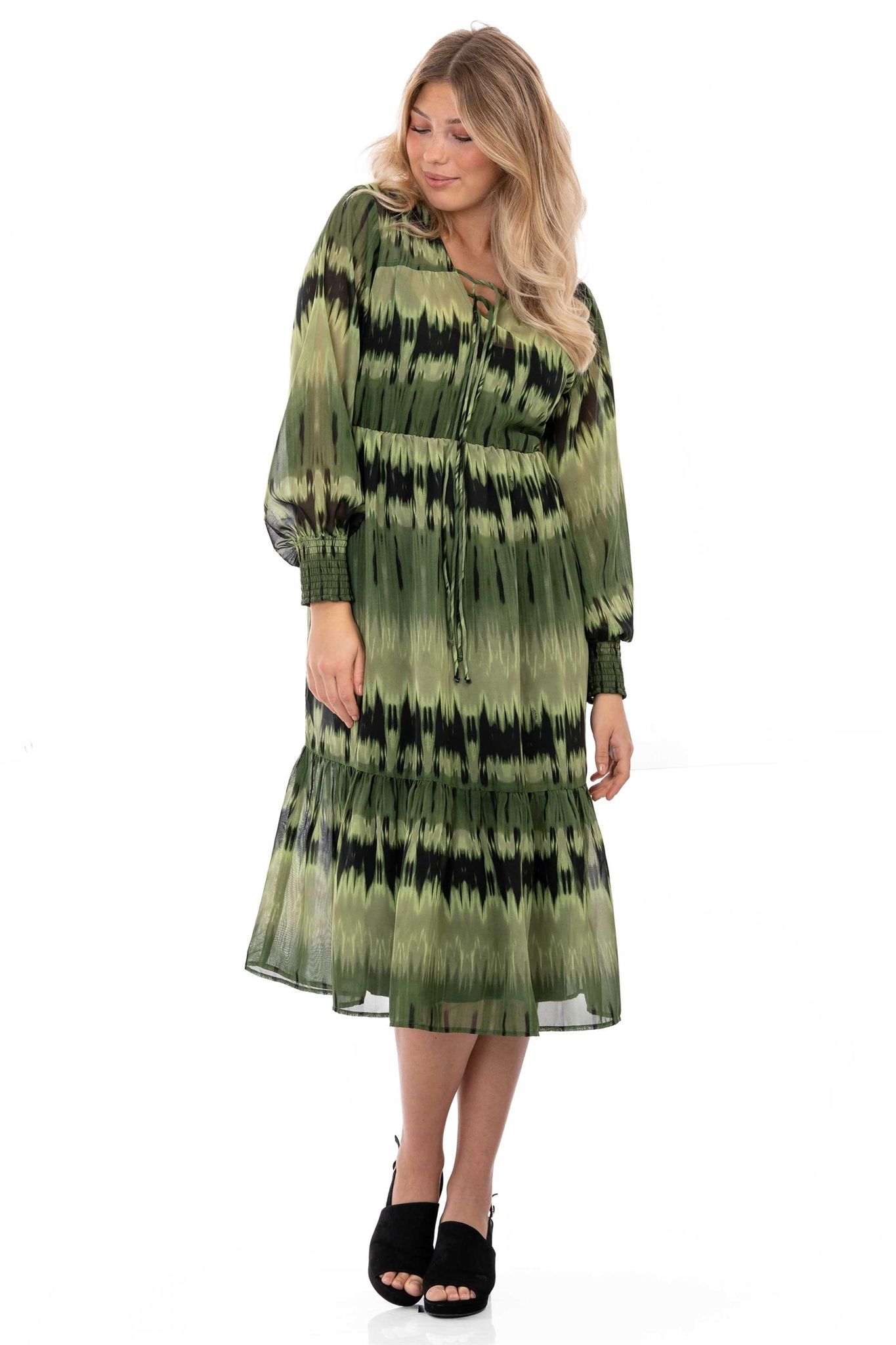 KELLY DRESS SPRING GREEN/BLACK