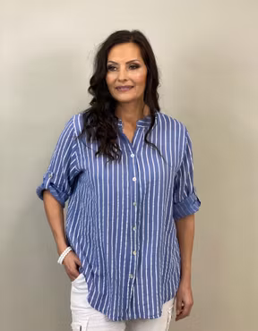 ELLIE414 SKJORTA JEANSBLÅ