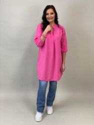 ADELIA601 KLÄNNING I LINNEMIX CERISE