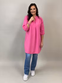 ADELIA601 KLÄNNING I LINNEMIX CERISE