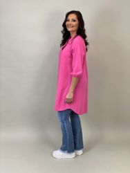 ADELIA601 KLÄNNING I LINNEMIX CERISE