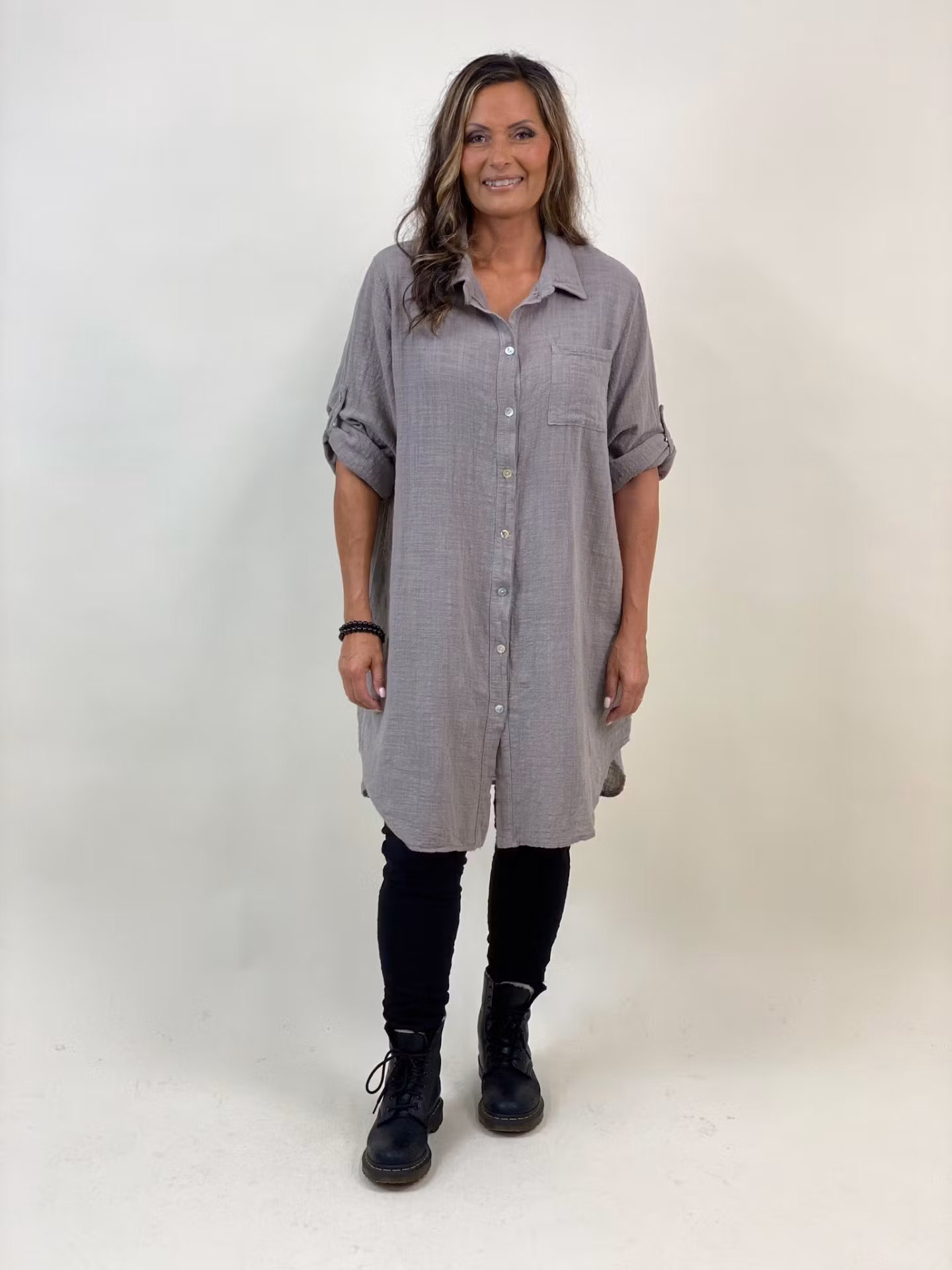 MILOU810 LÅNGSKJORTA Taupe