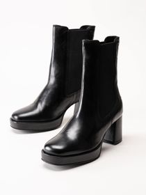 ROSA NEGRA - Svarta platåboots i skinn