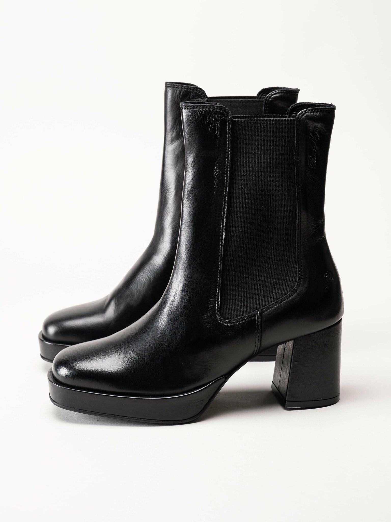 ROSA NEGRA - Svarta platåboots i skinn