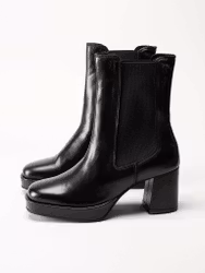 ROSA NEGRA - Svarta platåboots i skinn