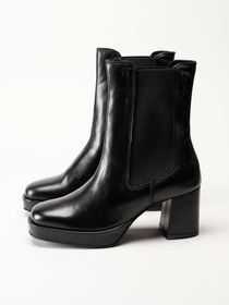 ROSA NEGRA - Svarta platåboots i skinn