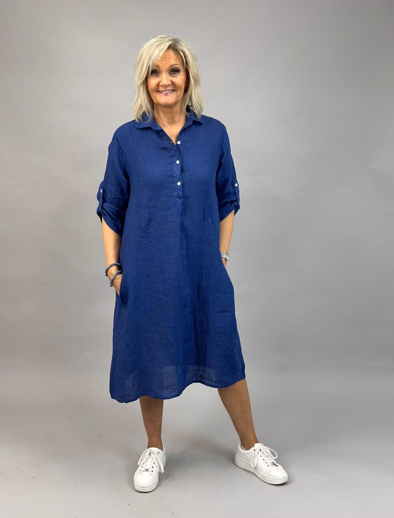 Joy Linneklänning - Dk Blue