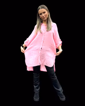 Linneskjorta lång - Bubbelgum